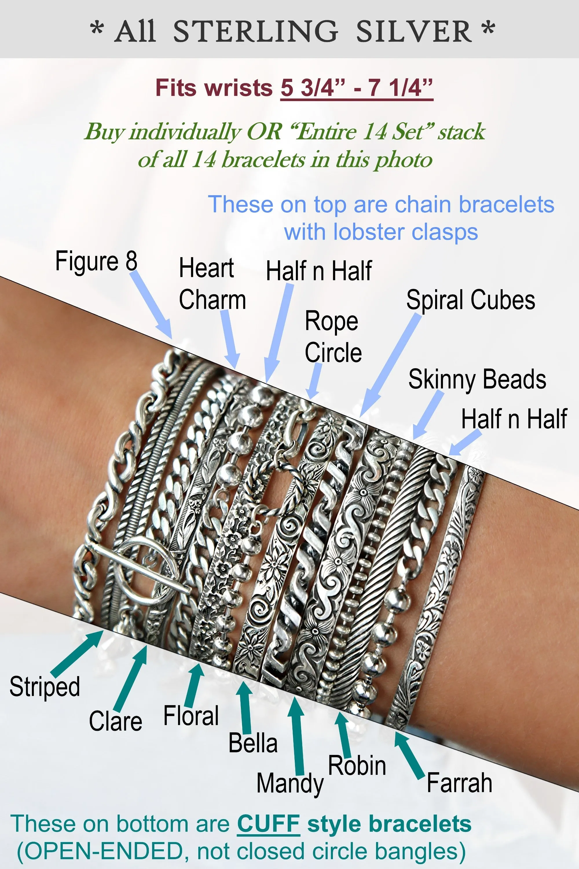 Bracelet Stack Set or SINGLE Bracelet
