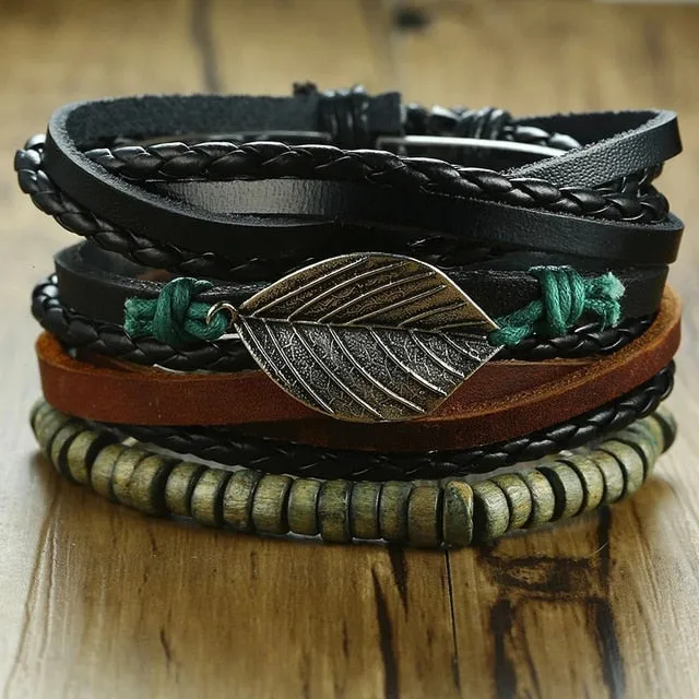 Braided Wrap Leather Vintage Men’s Bracelet