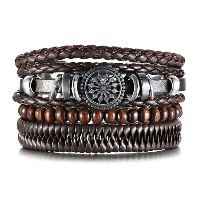 Braided Wrap Leather Vintage Men’s Bracelet