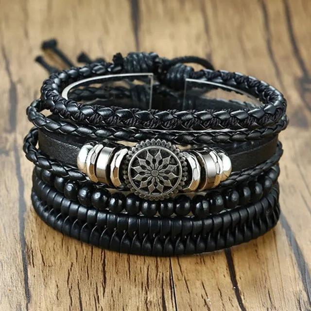 Braided Wrap Leather Vintage Men’s Bracelet
