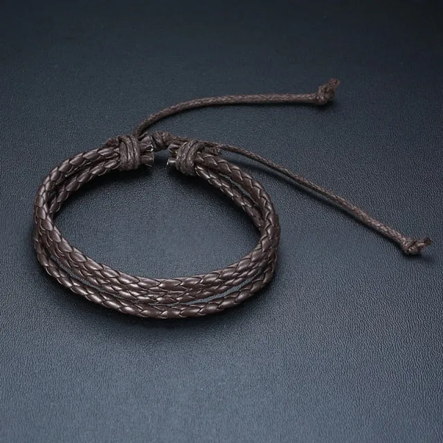 Braided Wrap Leather Vintage Men’s Bracelet