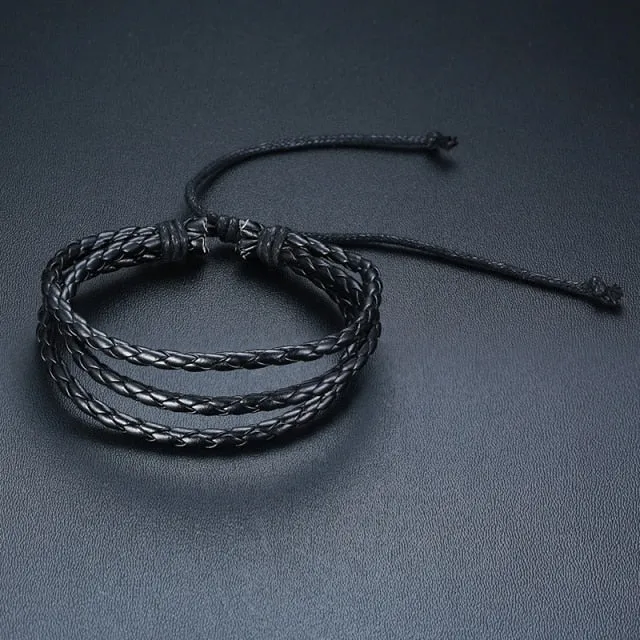Braided Wrap Leather Vintage Men’s Bracelet