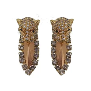 Brass Panther Clip Earrings