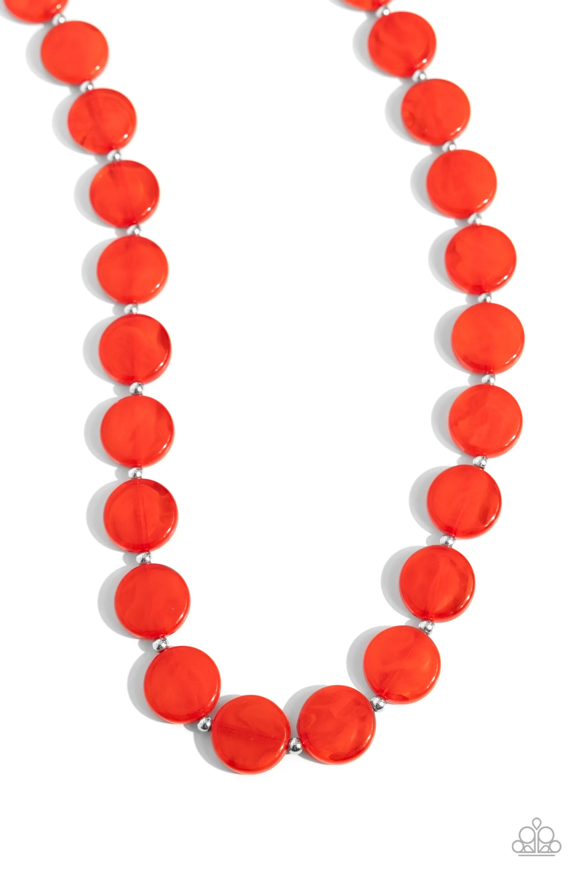 Bright Backdrop - Red - Flat Acrylic Disc Paparazzi Short Necklace