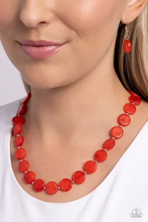 Bright Backdrop - Red - Flat Acrylic Disc Paparazzi Short Necklace