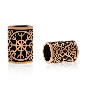 Bronze Viking Beard Bead Dreadlocks with Helm of Awe