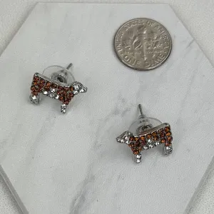 Brown Crystal Cow Earrings