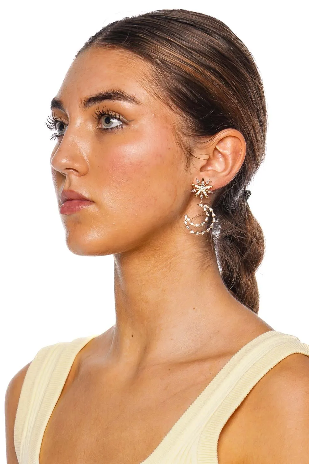 Bryant Crystal Moon Drop Earrings