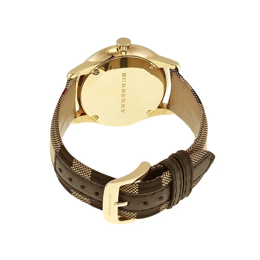Burberry Honey Dial Honey Check Fabric-Coated Leather Unisex Watch BU10001