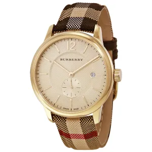Burberry Honey Dial Honey Check Fabric-Coated Leather Unisex Watch BU10001