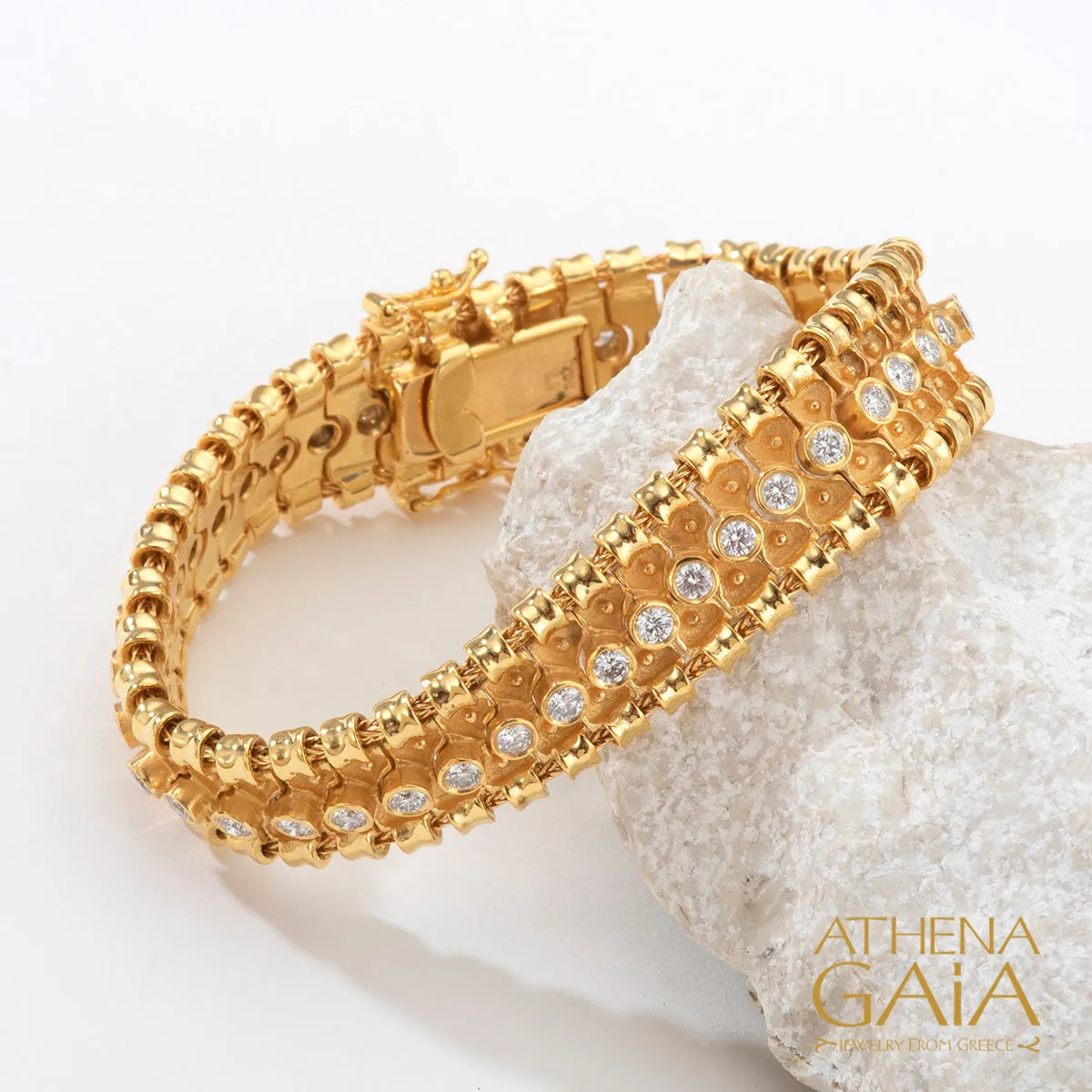 Byzantine Embroidery Narrow Diamond Bracelet