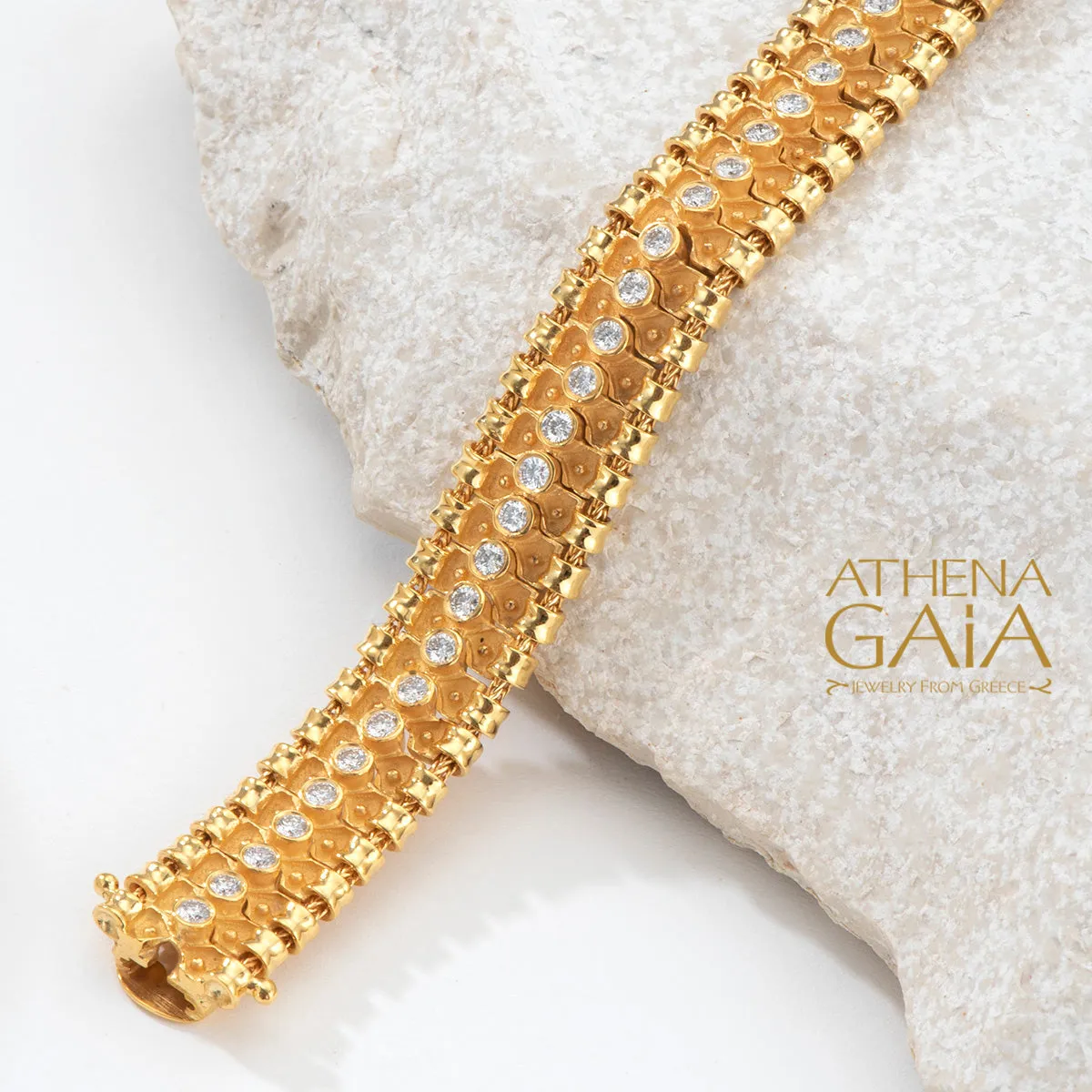 Byzantine Embroidery Narrow Diamond Bracelet