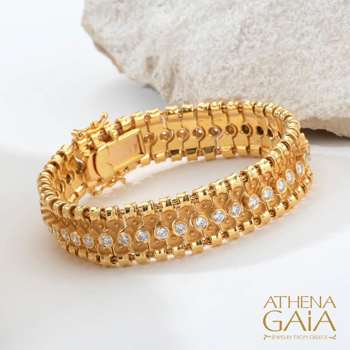 Byzantine Embroidery Narrow Diamond Bracelet