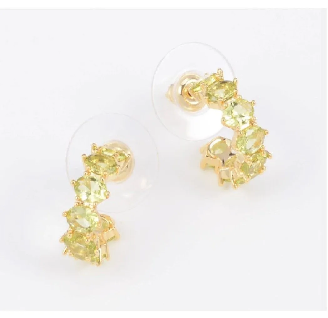 Cailin Crystal Huggie Earrings in Peridot