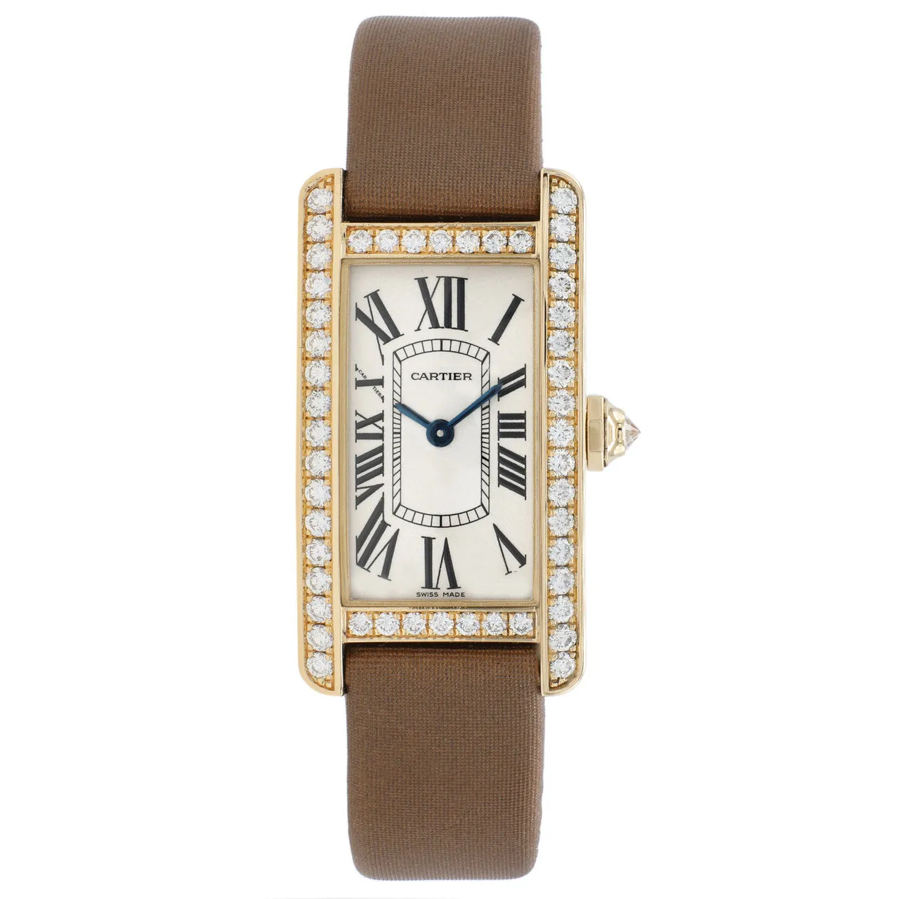 Cartier 18K Yellow Gold Diamond Small Tank Americaine Quartz Watch WB707231