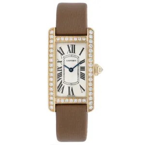 Cartier 18K Yellow Gold Diamond Small Tank Americaine Quartz Watch WB707231