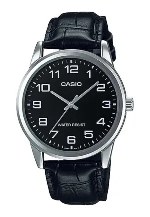 Casio Men Analog Watch MTP-V001L-1B Black Leather Strap
