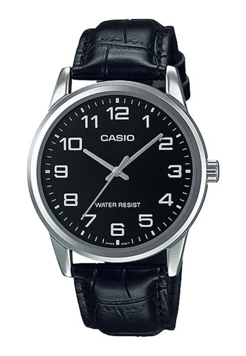 Casio Men Analog Watch MTP-V001L-1B Black Leather Strap
