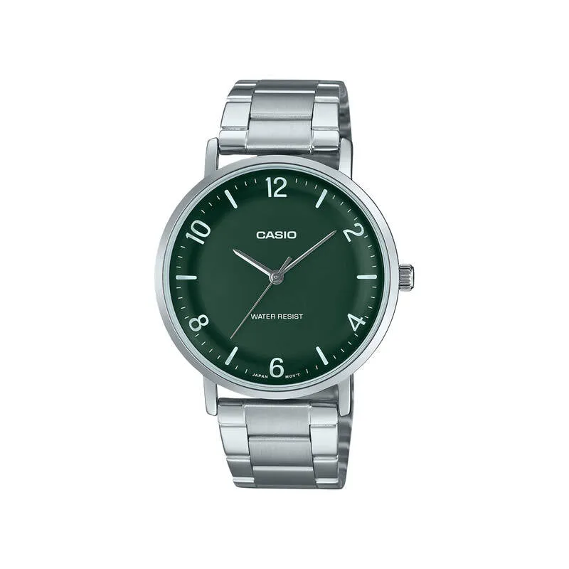 Casio MTP-VT03D-3B Men Analog Watch Silver Stainless Steel Strap