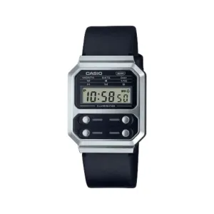Casio Vintage Digital Watch A100WEL-1A Black Leather Band Watch for Men