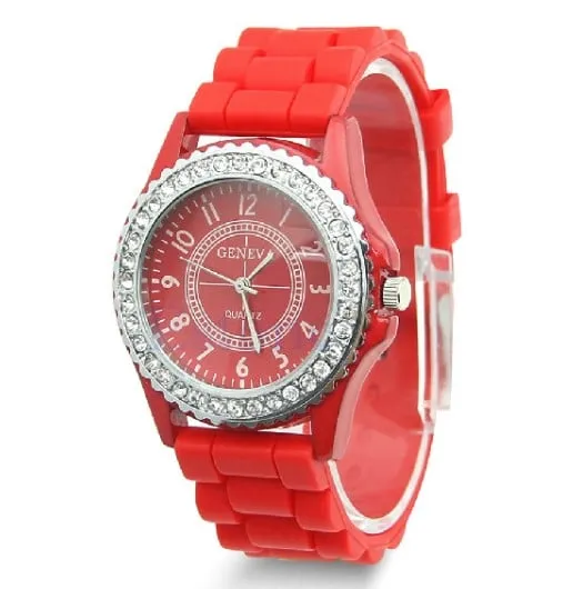 Casual Style Silicone and Crystal Watches