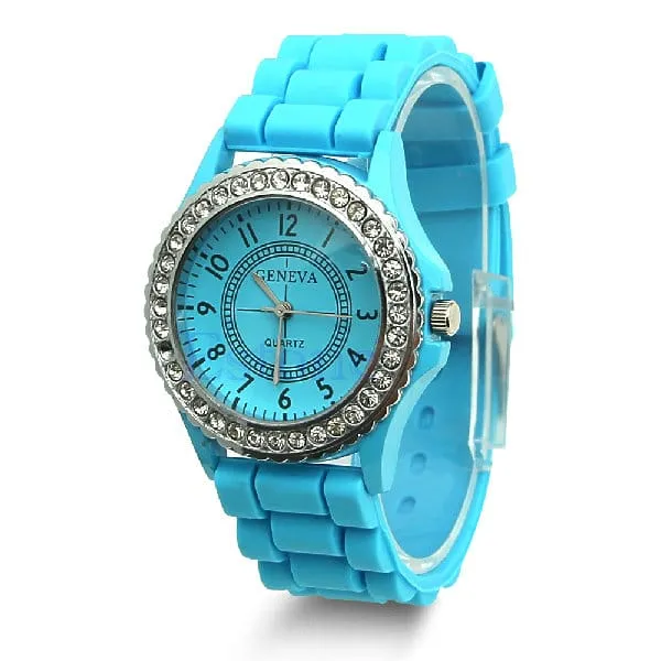 Casual Style Silicone and Crystal Watches