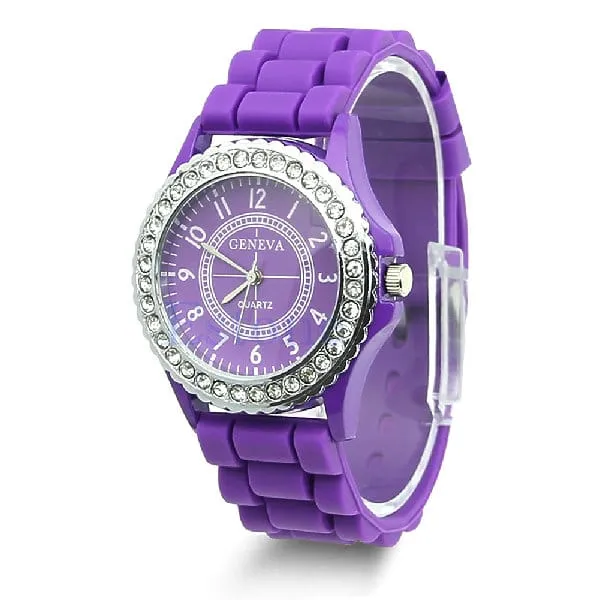 Casual Style Silicone and Crystal Watches