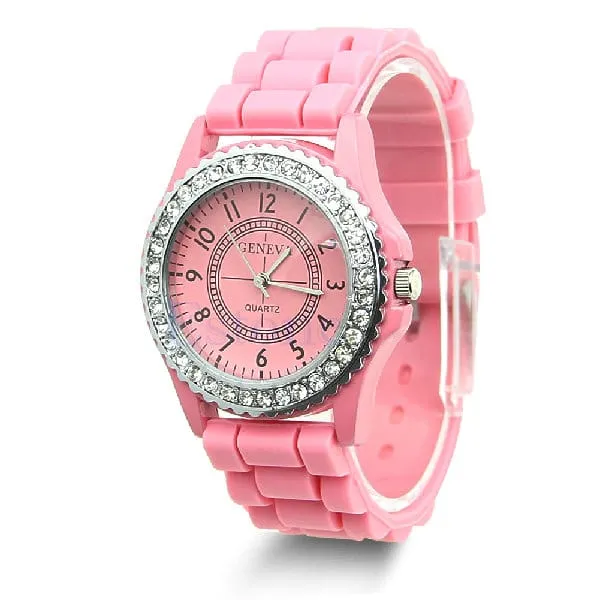 Casual Style Silicone and Crystal Watches