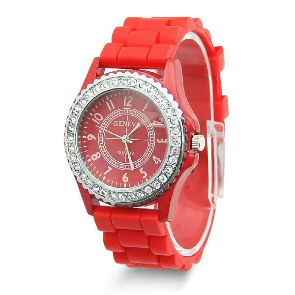 Casual Style Silicone and Crystal Watches
