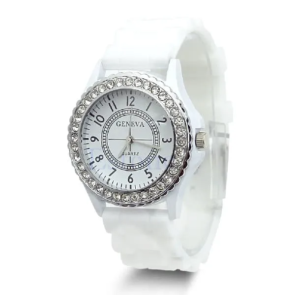 Casual Style Silicone and Crystal Watches