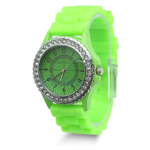 Casual Style Silicone and Crystal Watches