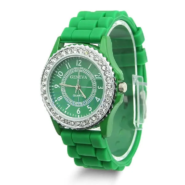 Casual Style Silicone and Crystal Watches