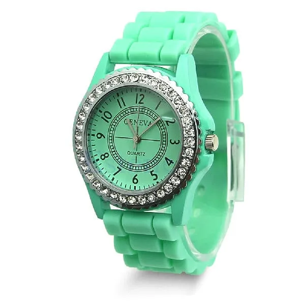 Casual Style Silicone and Crystal Watches