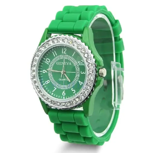 Casual Style Silicone and Crystal Watches
