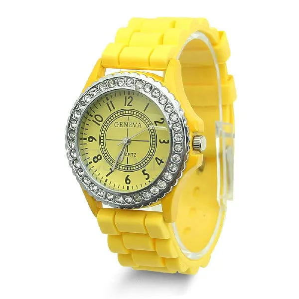 Casual Style Silicone and Crystal Watches