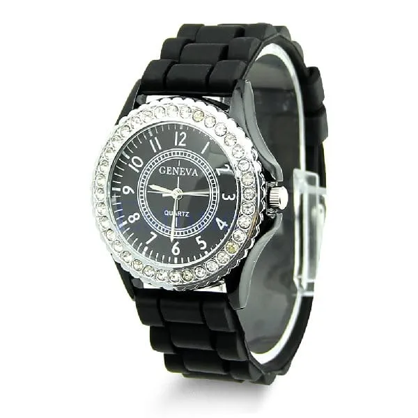 Casual Style Silicone and Crystal Watches