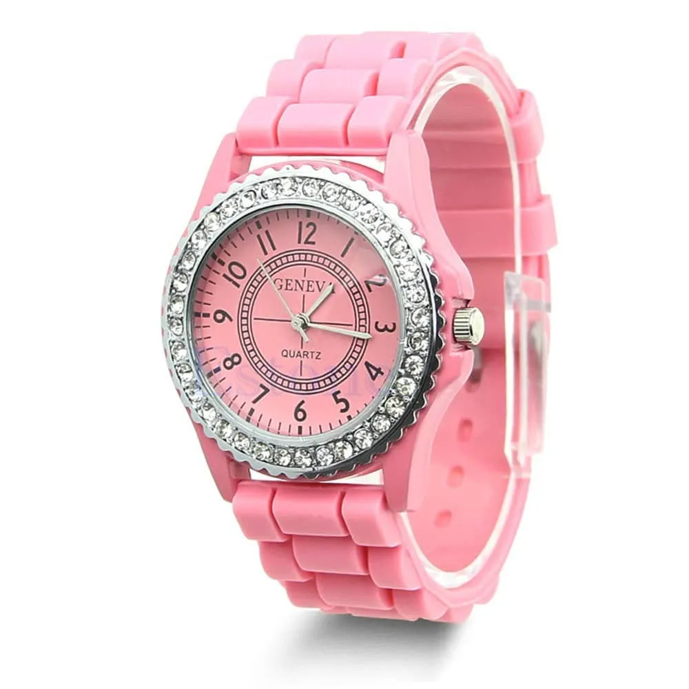 Casual Style Silicone and Crystal Watches