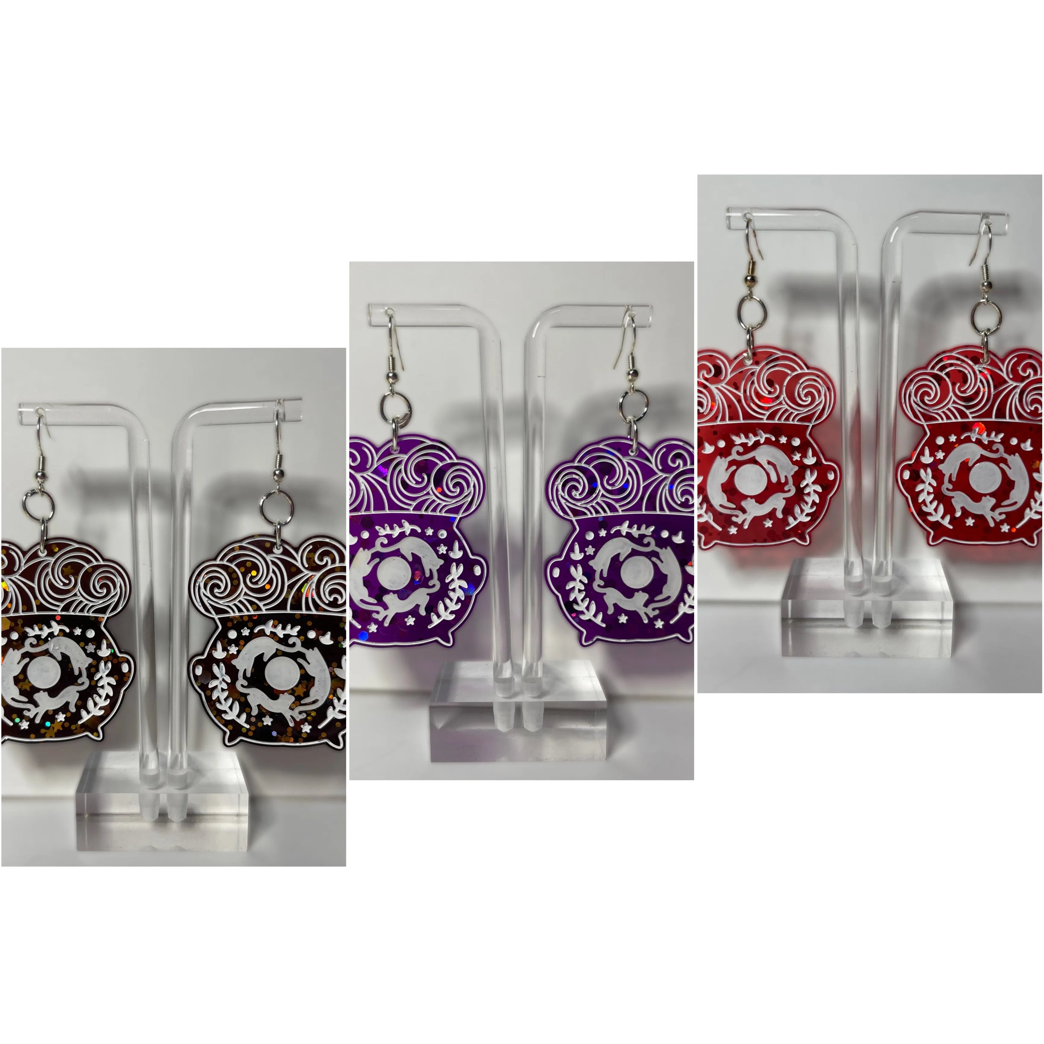 Cat Cauldron Earrings (Multiple Colors Available)