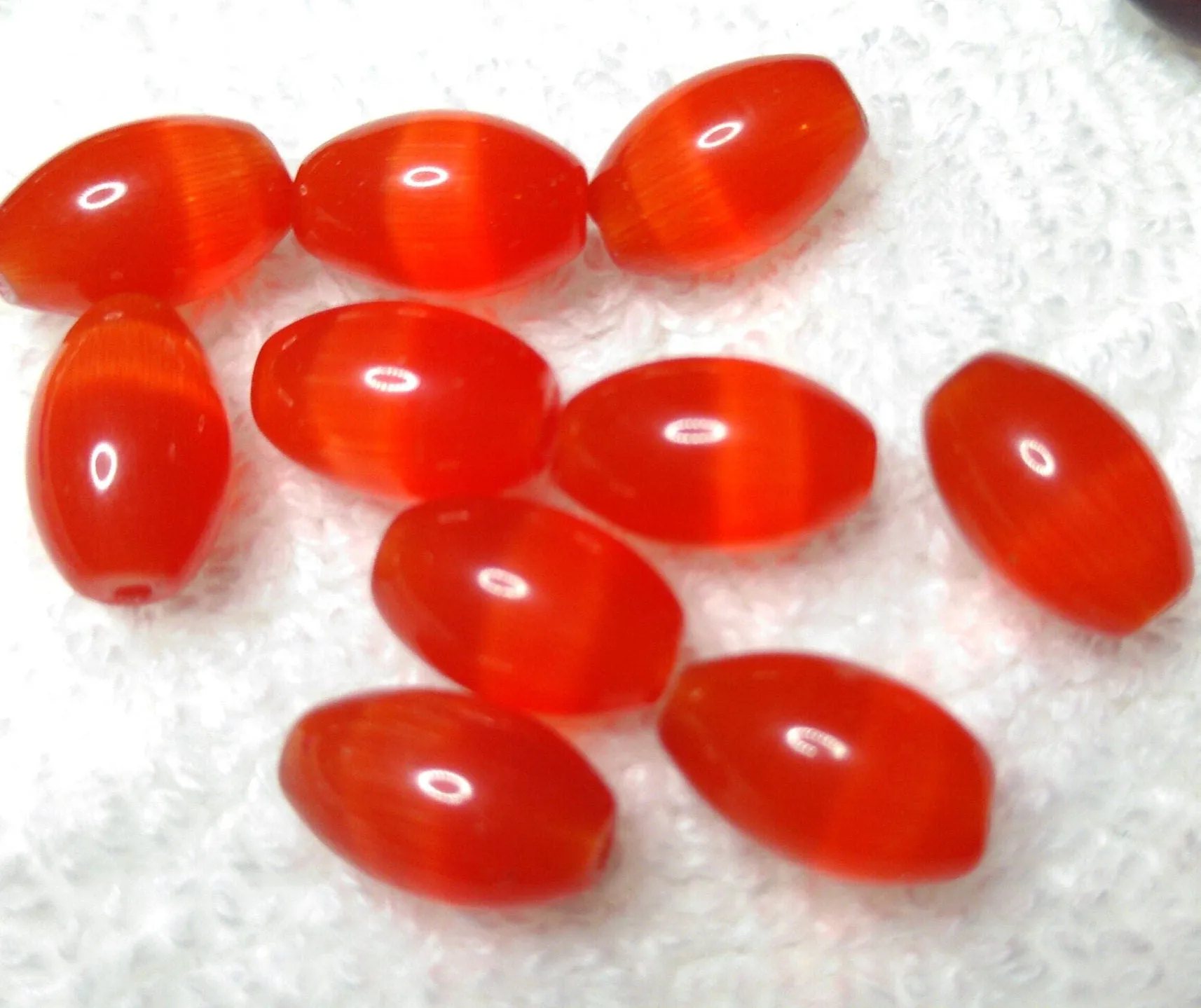 Cat Eye smooth Oval 9x6mm 10 pack Glass Beads, for craft, Beading, Jewelry making, Light/Dark Blue, Light/Dark Grey, Light/Dark Brown, Red,Green,Yellow,Pink,Turquoise