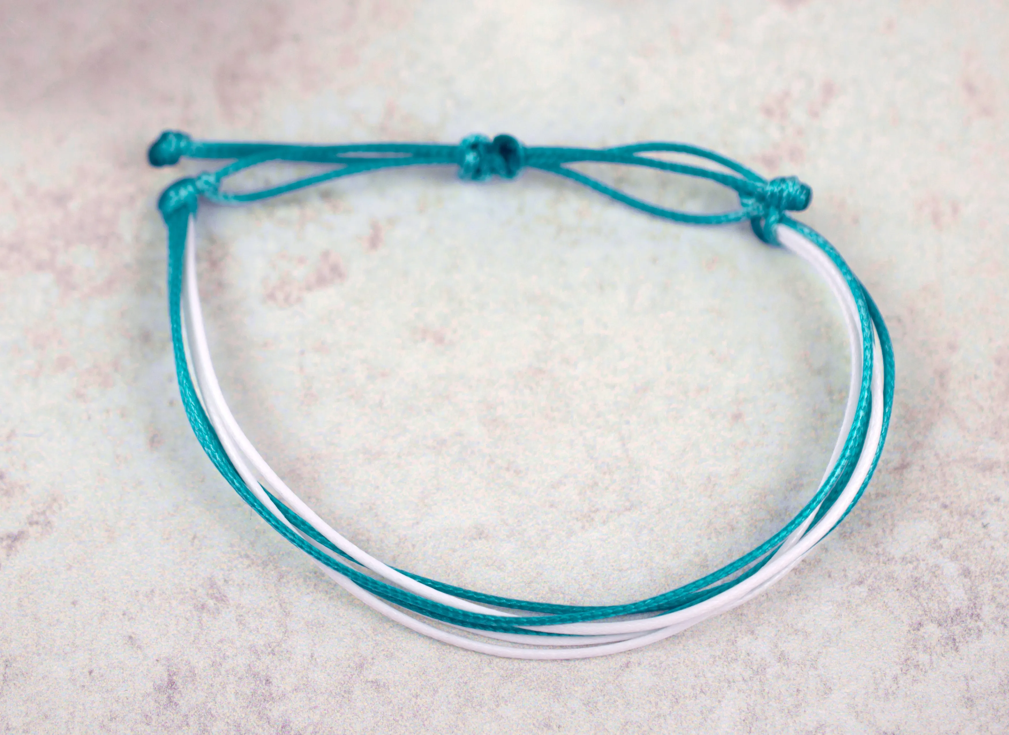 CERVICAL CANCER AWARENESS | TEAL & WHITE CORD BRACELET