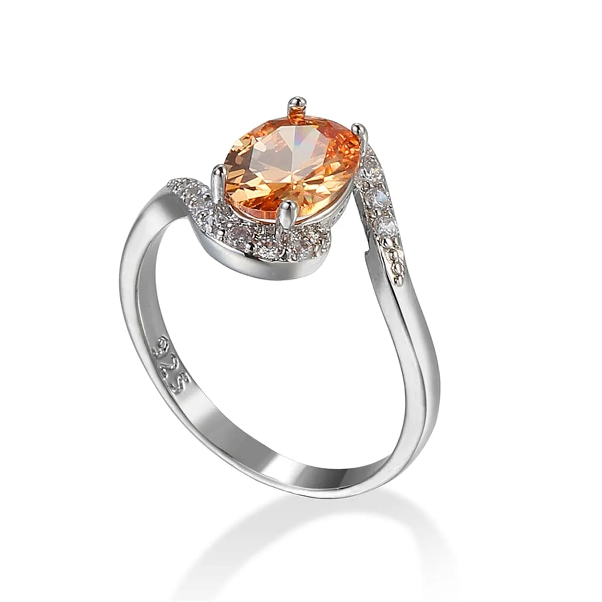 Champagne Crystal & Cubic Zirconia Oval Ring