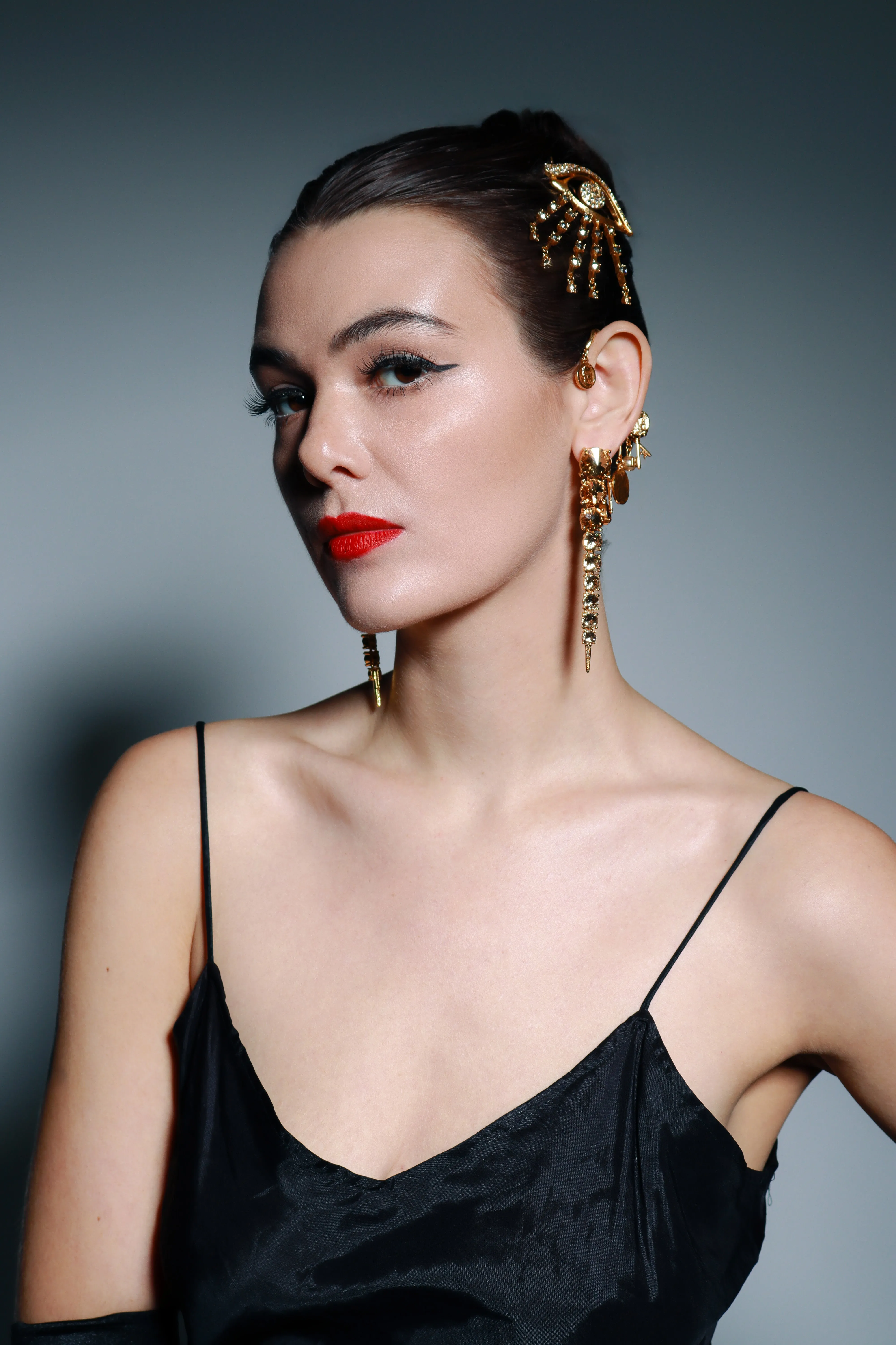 Champagne Crystal Spike Drop Earrings