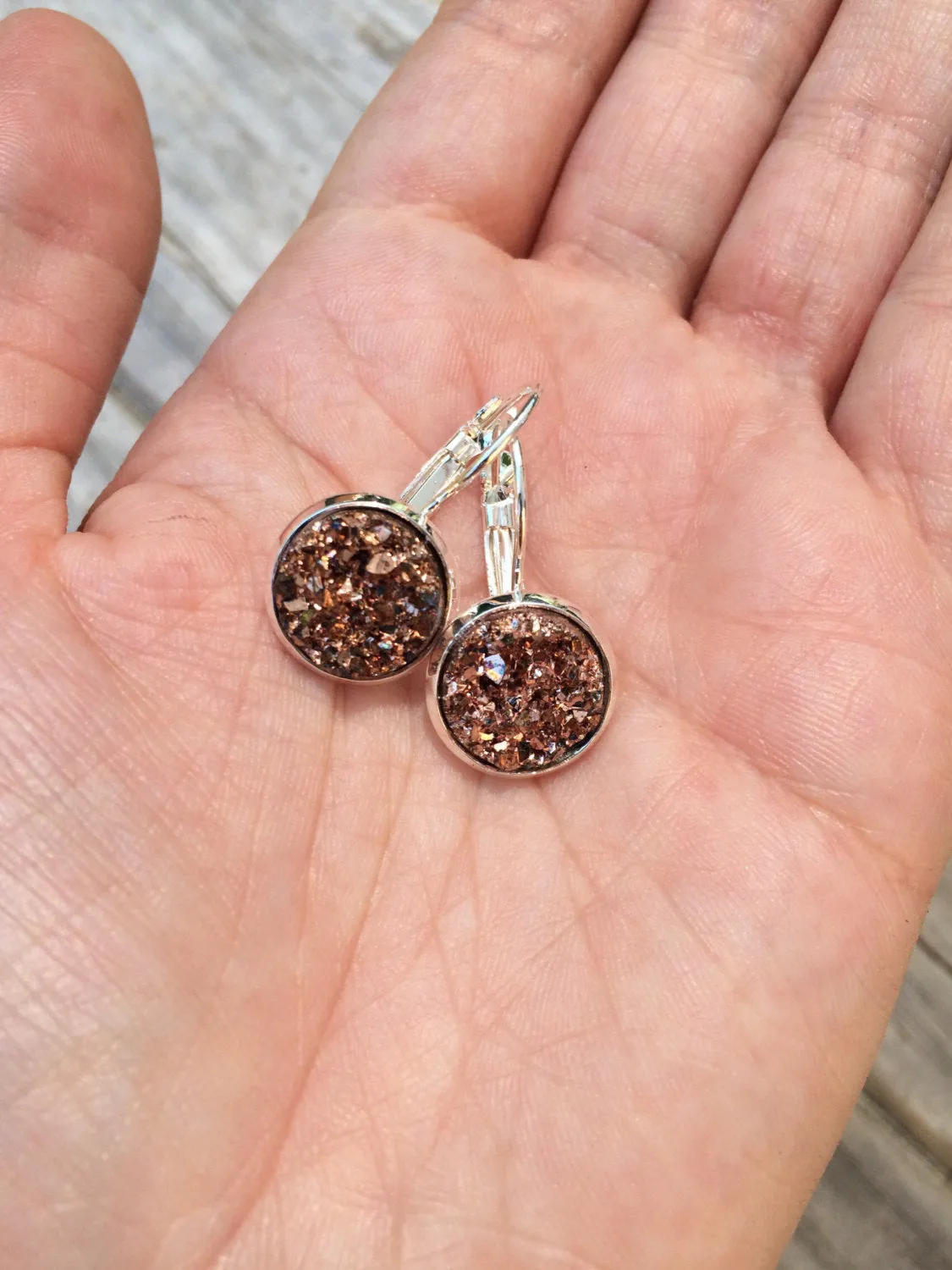 Champagne Glitter Druzy Earrings