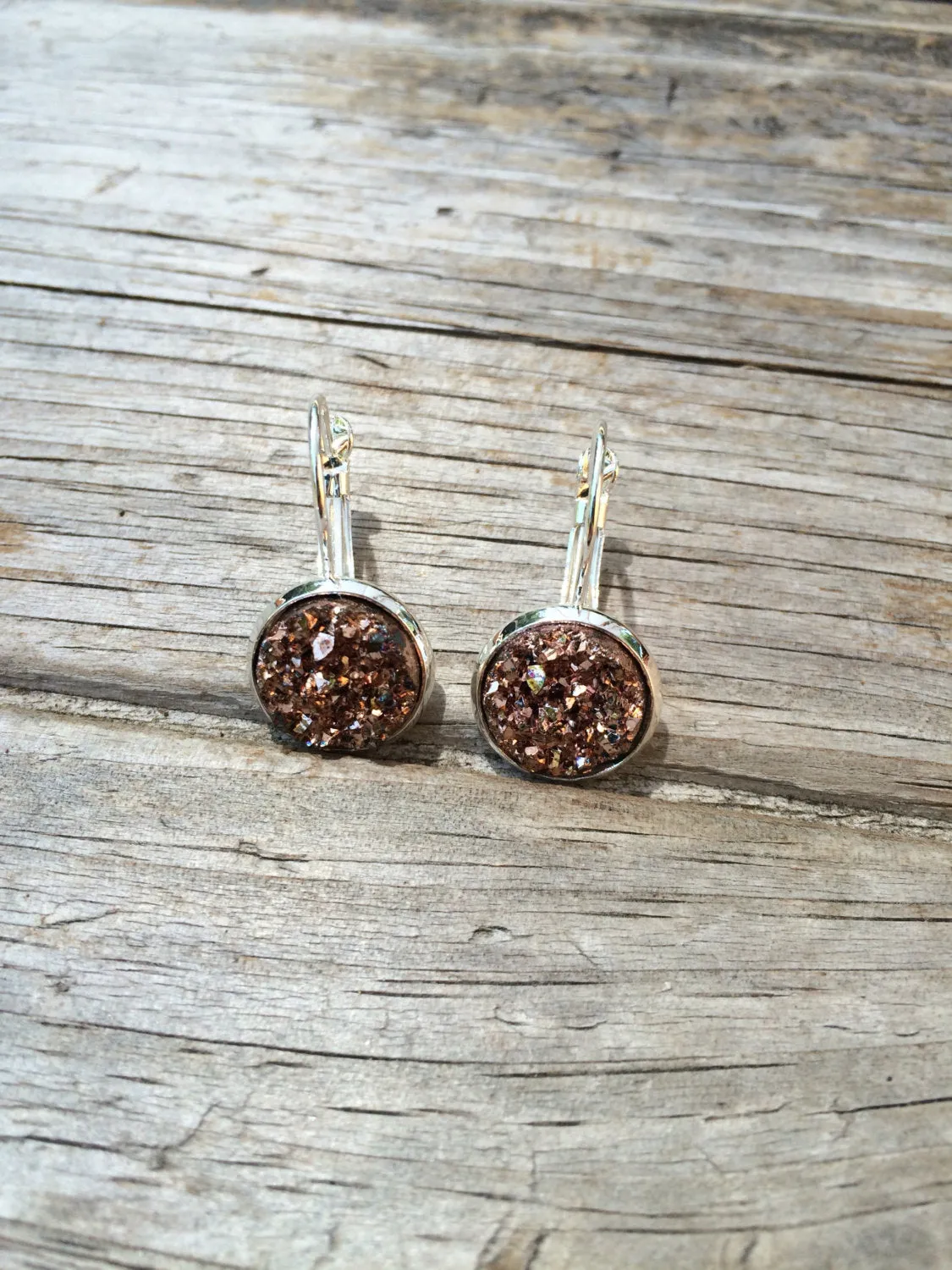Champagne Glitter Druzy Earrings