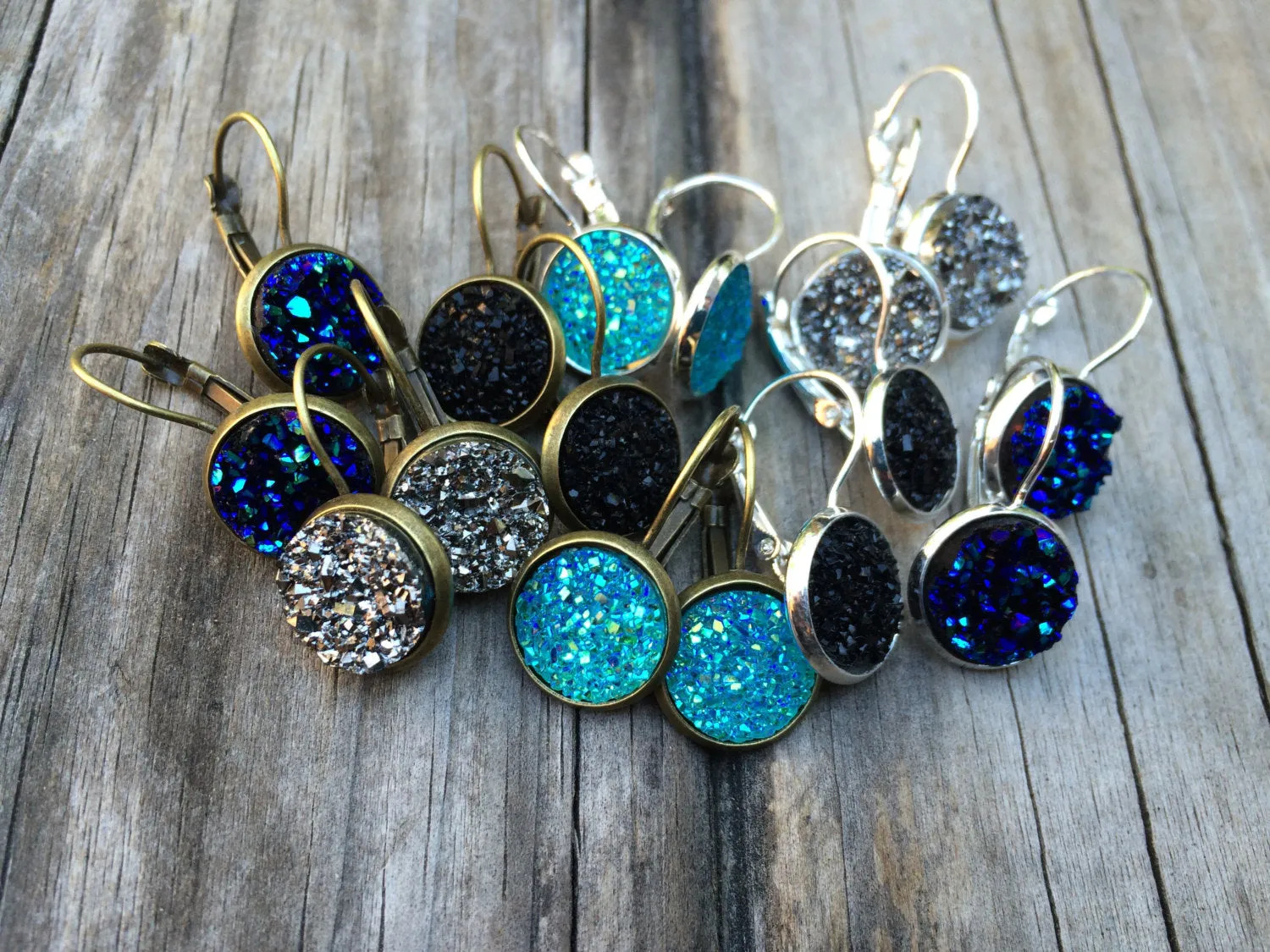 Champagne Glitter Druzy Earrings