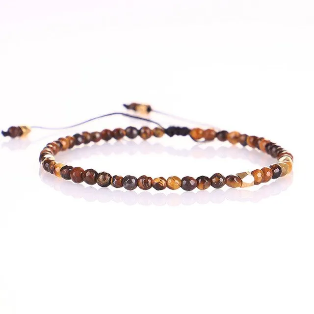Charm Small Beads Bracelet & Bangle 3mm Natural Stone Handmade Beaded Bracelets for Women Girls Braided Adjustable Jewelry Gifts