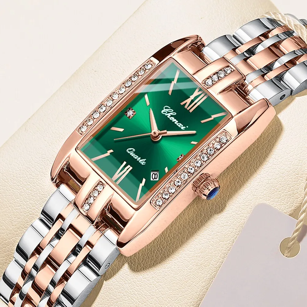 CHENXI Brand Luxury Women Watches Waterproof Fashion Square Quartz Ladies Watch Stainless Steel Rose Gold Female Wristwatch