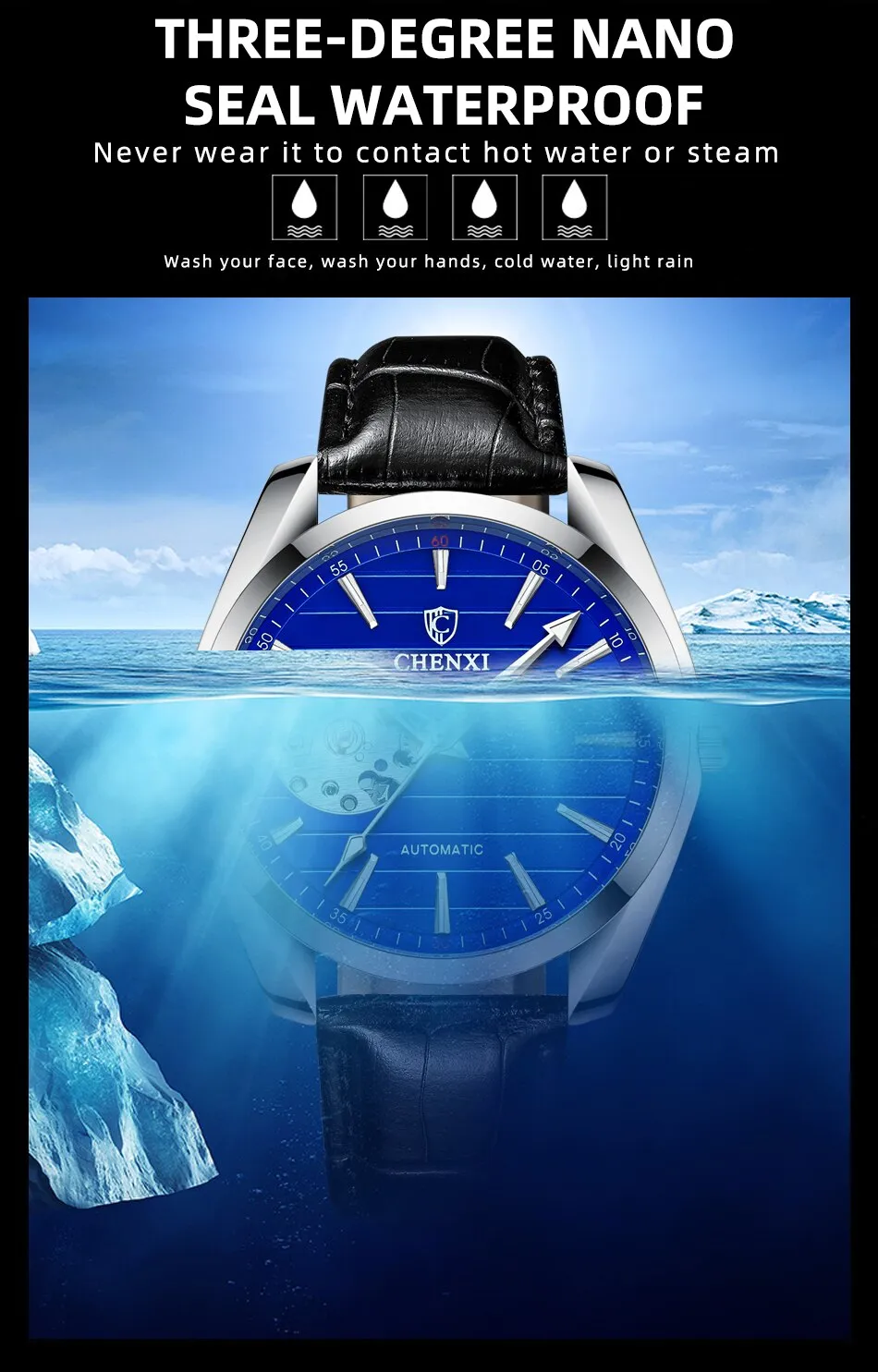 CHENXI Brand Men Watches Luxury Waterproof Automatic Mechanical Watch for Men Fashion Casual Leather Tourbillon Wrist Watches