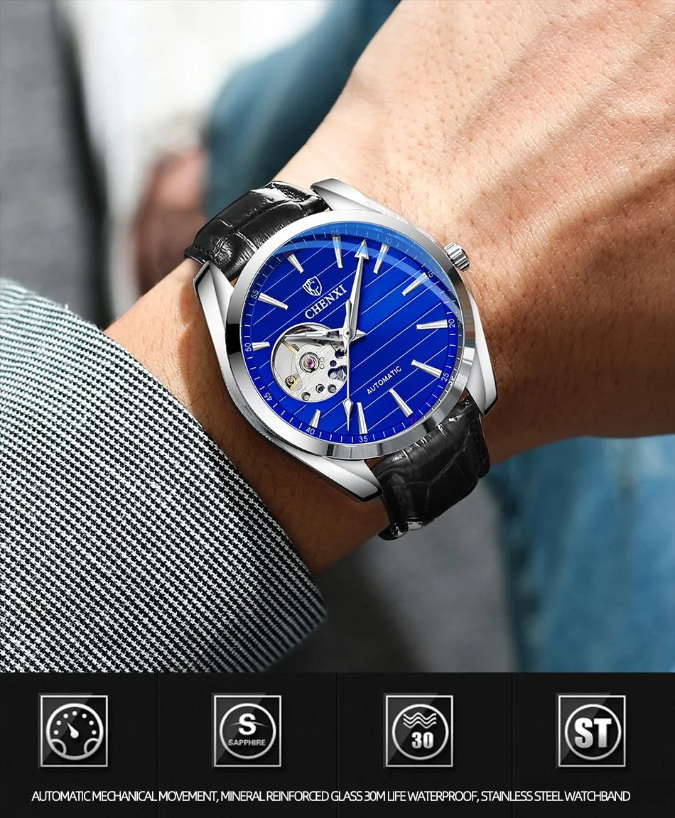 CHENXI Brand Men Watches Luxury Waterproof Automatic Mechanical Watch for Men Fashion Casual Leather Tourbillon Wrist Watches