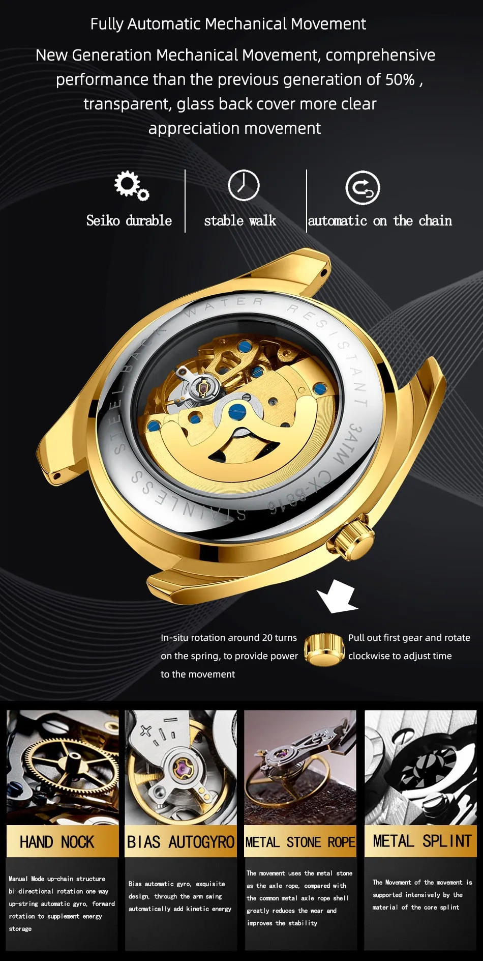 CHENXI Brand Men Watches Luxury Waterproof Automatic Mechanical Watch for Men Fashion Casual Leather Tourbillon Wrist Watches